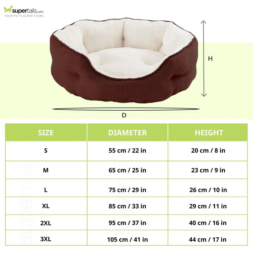 Fluffy's Pawsome Round Washable Bed for Dogs and Cats (Brown) - Image 3
