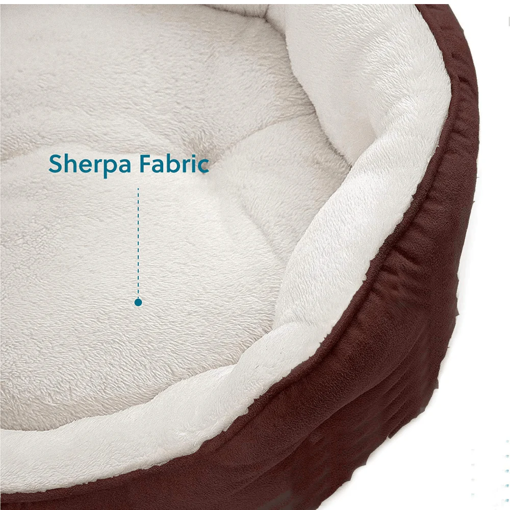 Fluffy's Pawsome Round Washable Bed for Dogs and Cats (Brown) - Image 5
