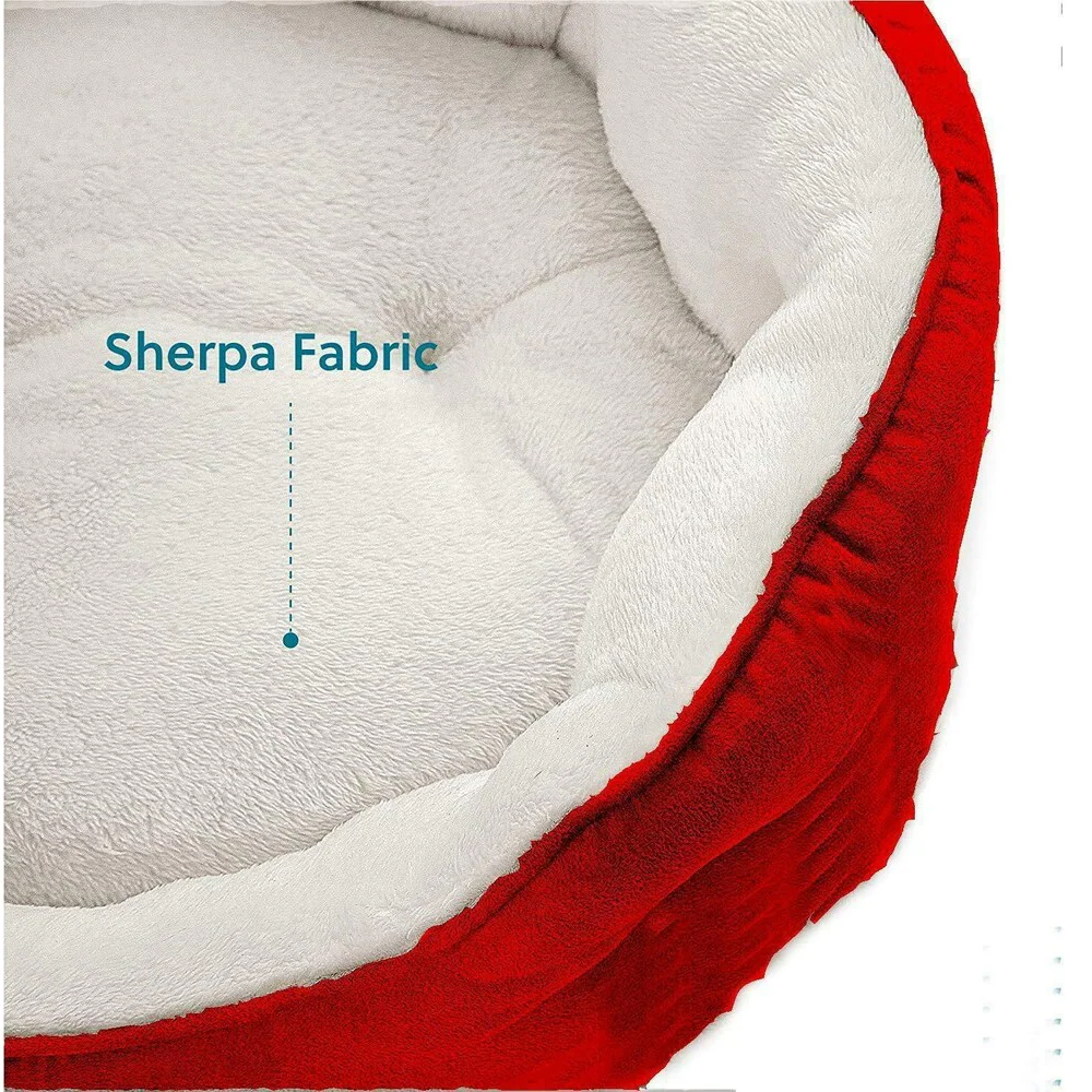 Fluffy's Pawsome Round Washable Bed for Dogs and Cats (Red) - Image 4