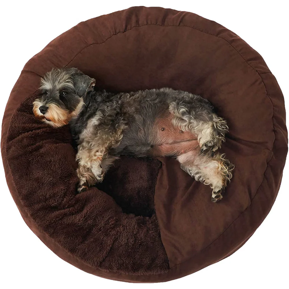 Fluffy's Pawsome Snug Style Hooded Cuddler Bed with Attached Blanket for Dogs and Cats (Brown) - Image 4