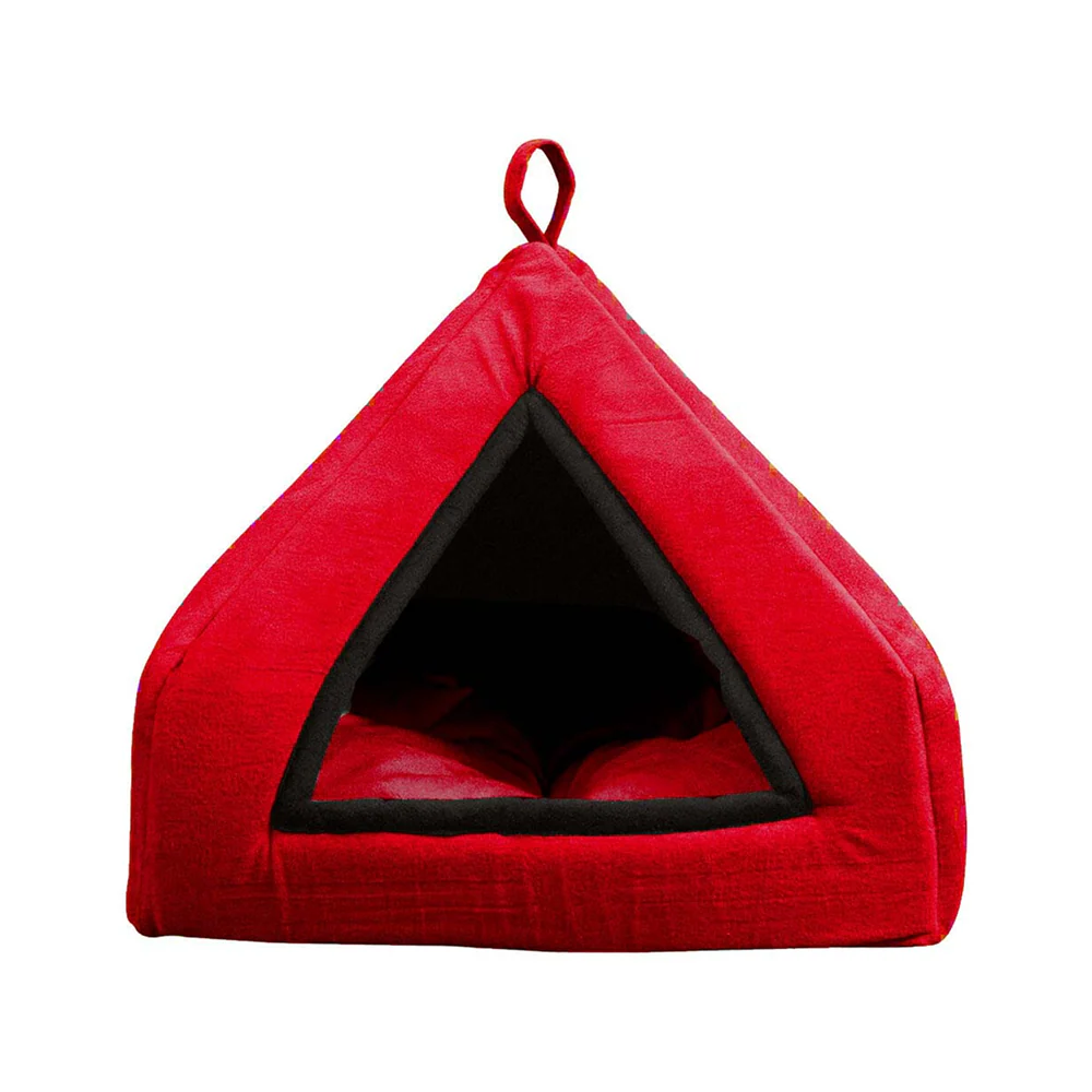 Fluffy's Pawsome Soft Velvet Premium Fabric Bed for Dogs and Cats (Red) - Image 3