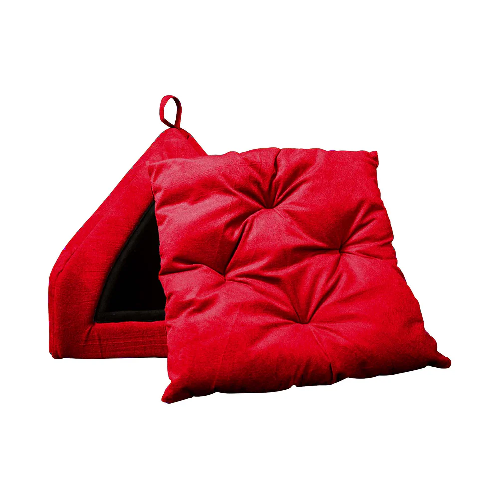 Fluffy's Pawsome Soft Velvet Premium Fabric Bed for Dogs and Cats (Red) - Image 6