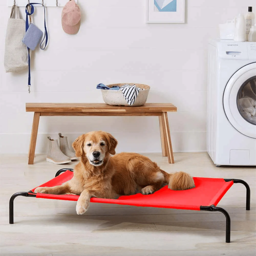 Fluffy's Pawsome Waterproof elevated Sides Camping Bed for Dogs (Red) - Image 4