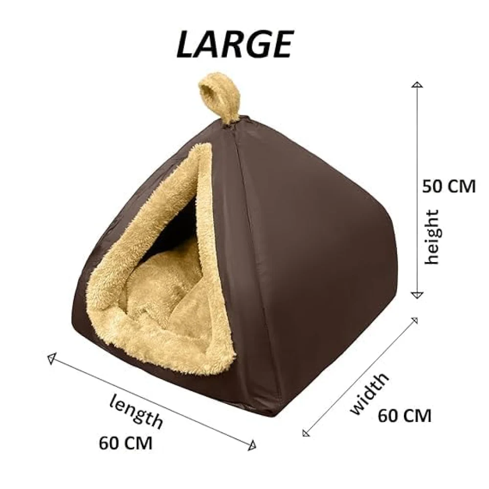 Fluffy's Washable Hut Bed for Dogs and Cats (Brown) - Image 5