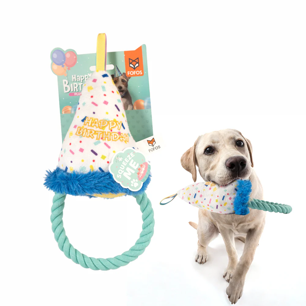 Barkbutler x Fofos Birthday Hat Plush Toy for Dogs - Image 3