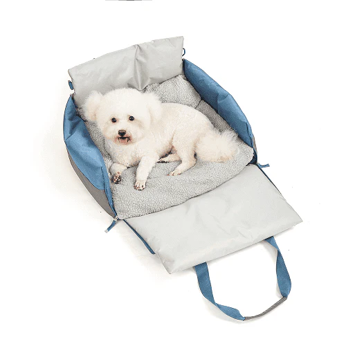 Barkbutler x Fofos Car Seat Carrier for Dogs and Cats (Grey/Blue) - Image 5