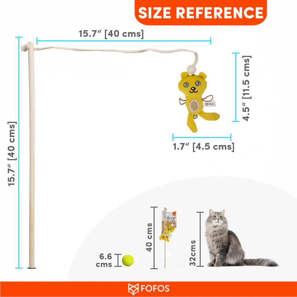 Barkbutler x Fofos Cat Wand Tiger Toy for Cats (Yellow) - Image 2