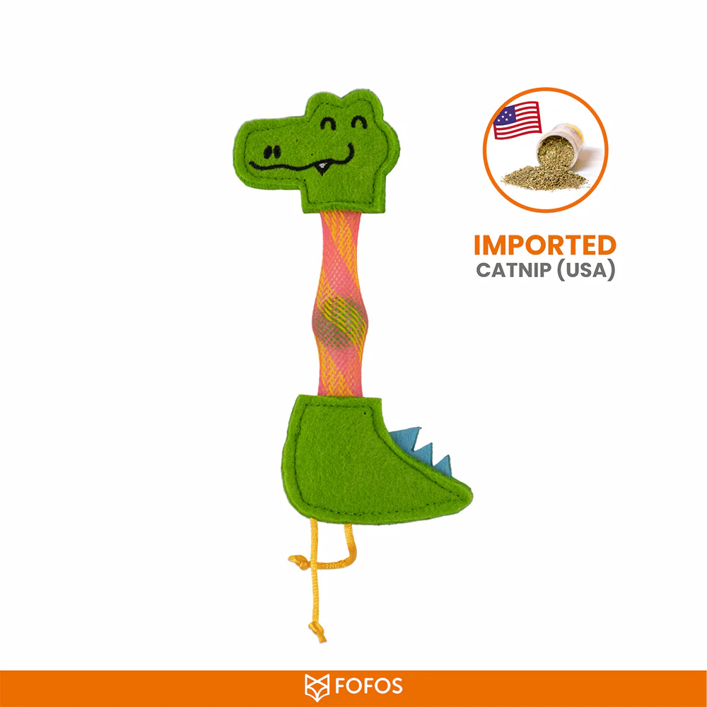 Barkbutler x Fofos Crocodile Flick Tube Catnip Toy for Cats - Image 4