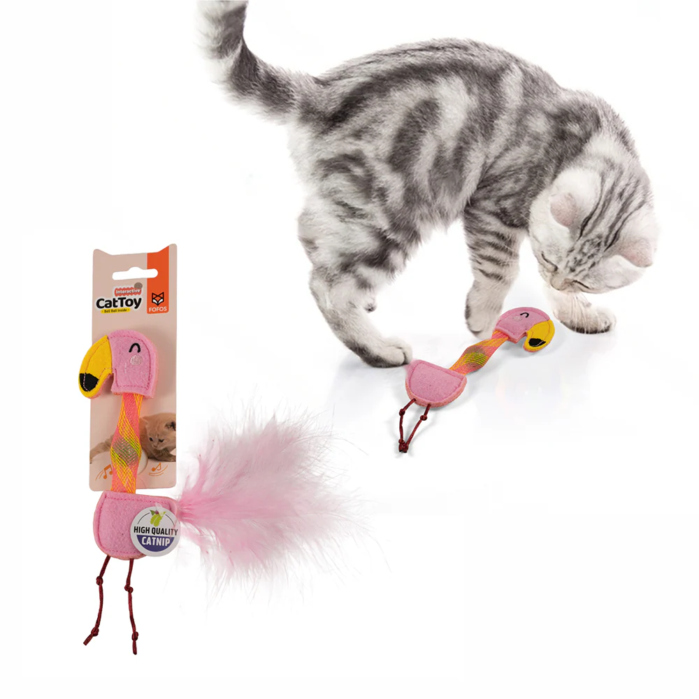 Barkbutler x Fofos Flamingo Flick Tube Catnip Toy for Cats - Image 3