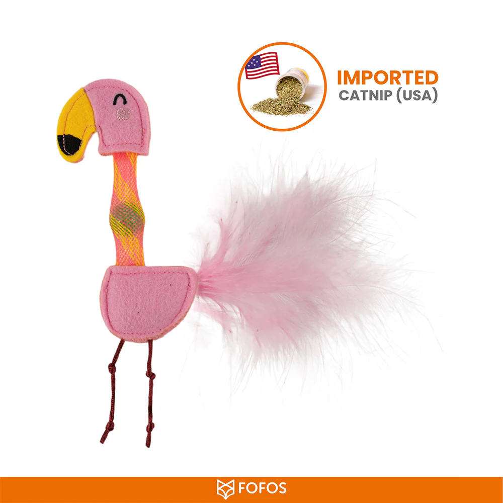 Barkbutler x Fofos Flamingo Flick Tube Catnip Toy for Cats - Image 4