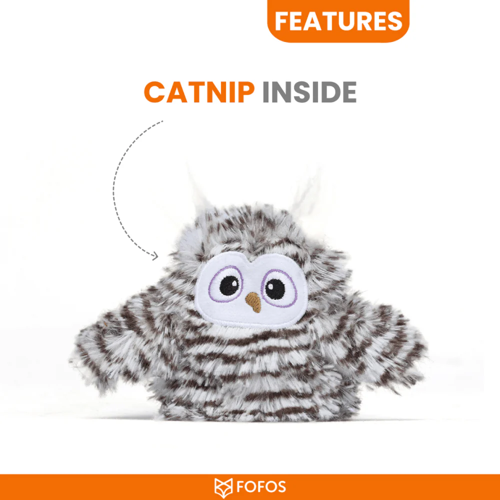 Barkbutler x Fofos Flapping Owl Chirping Interactive Toy for Cats (Brown) - Image 2