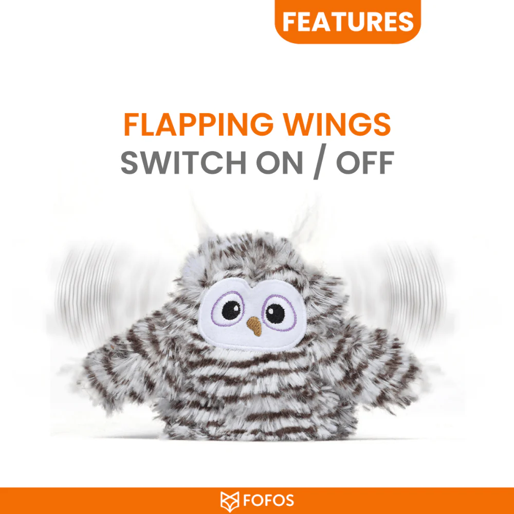 Barkbutler x Fofos Flapping Owl Chirping Interactive Toy for Cats (Brown) - Image 3