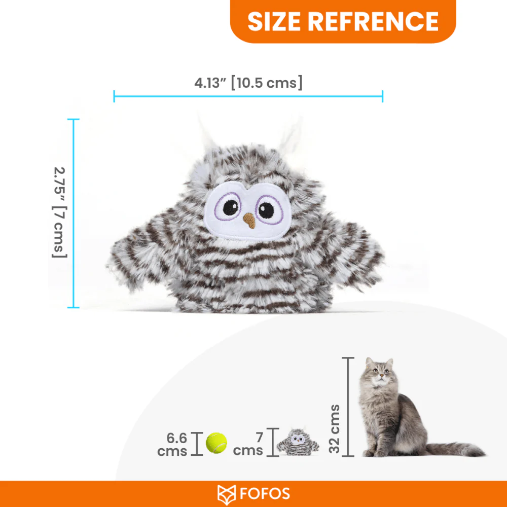 Barkbutler x Fofos Flapping Owl Chirping Interactive Toy for Cats (Brown) - Image 5