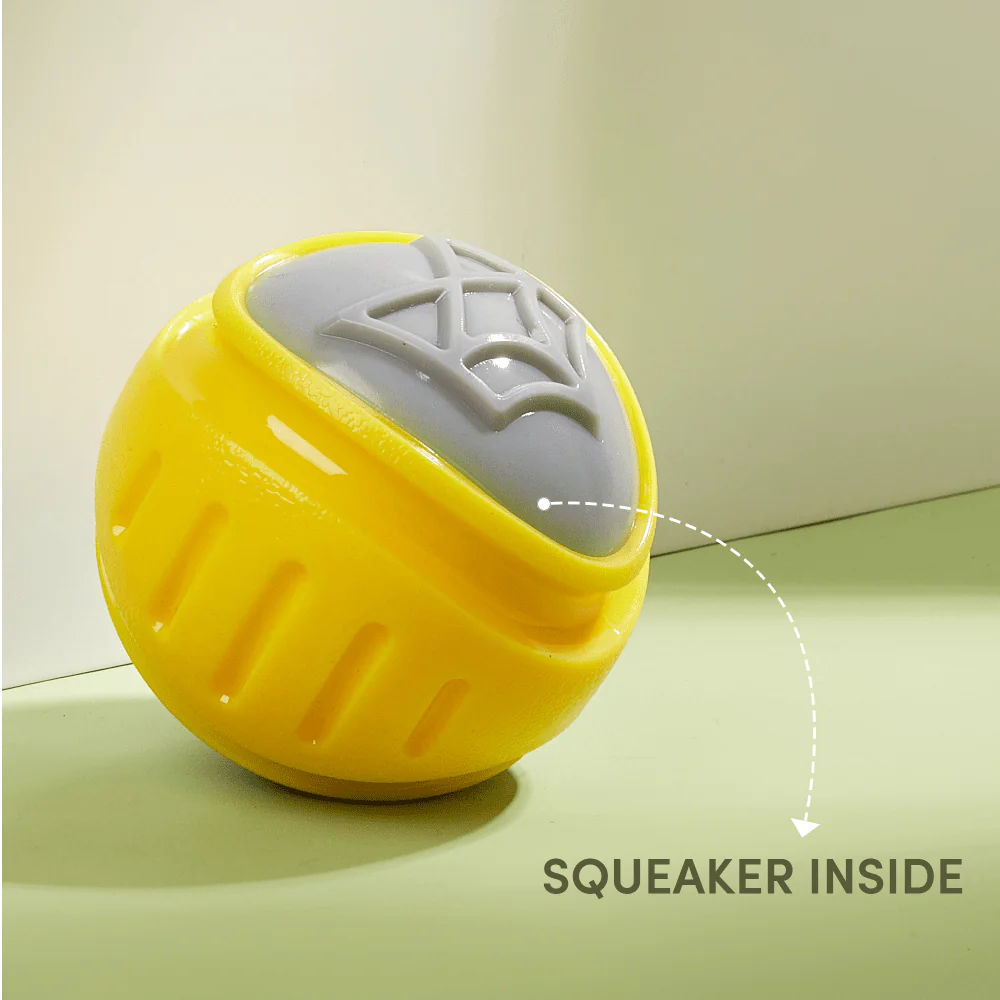 Barkbutler x Fofos Flexy Ball Ultra Bounce Toy for Dogs (Yellow & Grey) | For Aggressive Chewers - Image 3