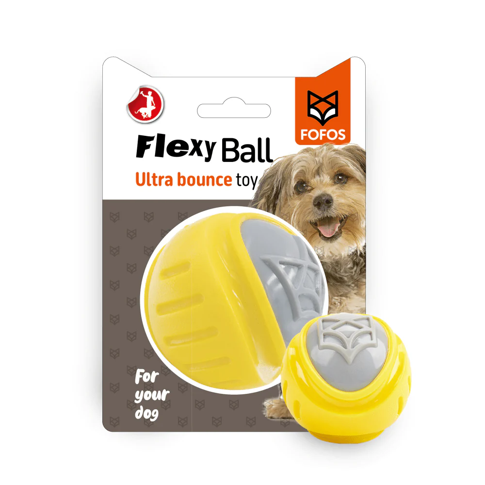 Barkbutler x Fofos Flexy Ball Ultra Bounce Toy for Dogs (Yellow & Grey) | For Aggressive Chewers - Image 7