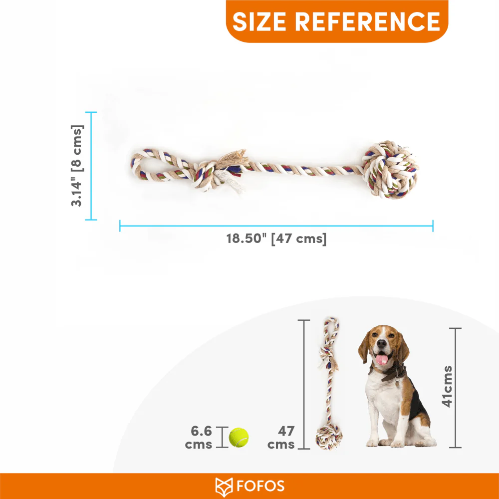 Barkbutler x Fofos Flossy Rope Toy with Ball for Dogs - Image 3