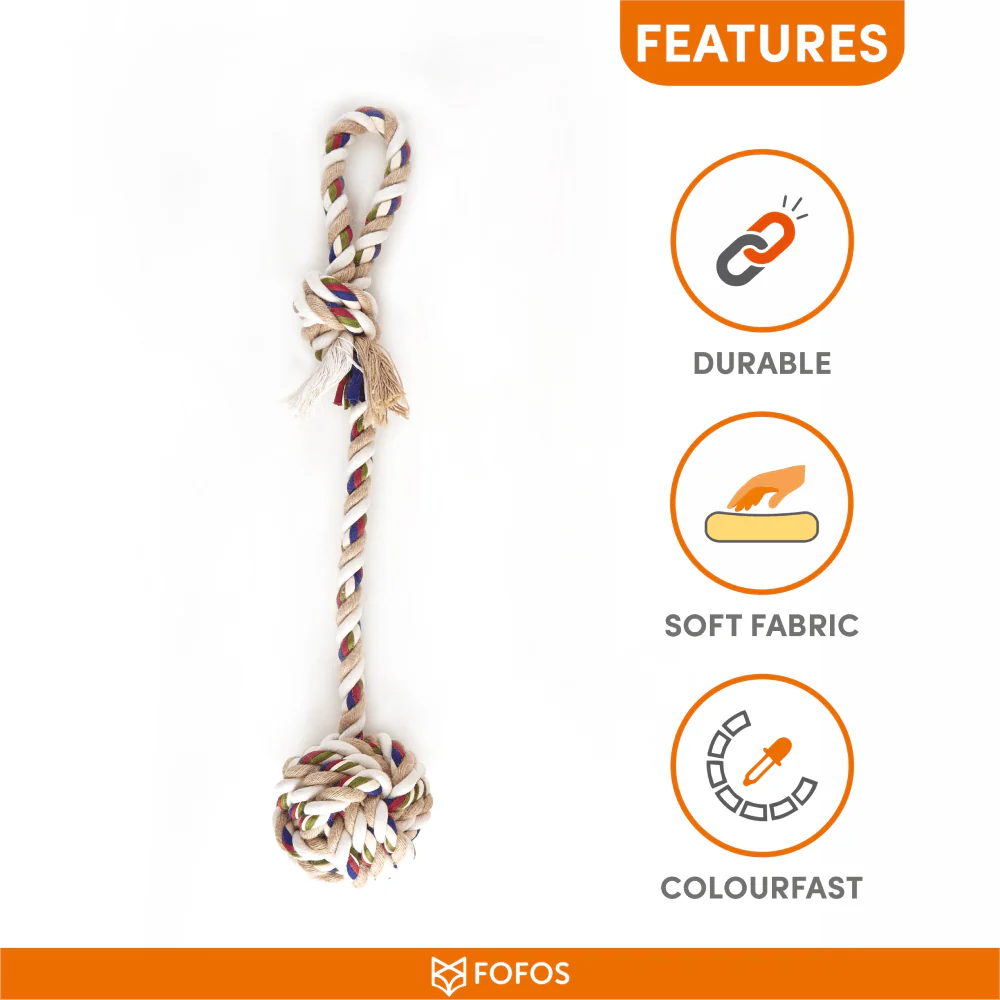 Barkbutler x Fofos Flossy Rope Toy with Ball for Dogs - Image 5