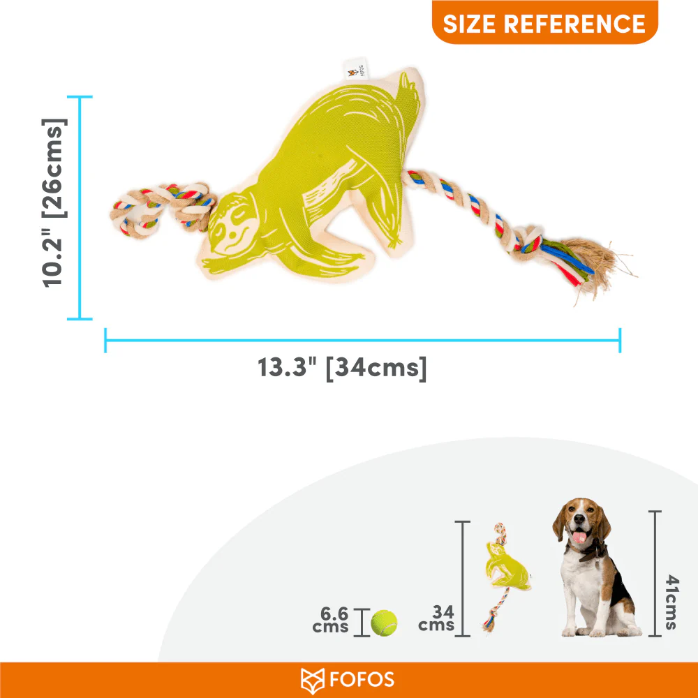 Barkbutler x Fofos Flossy Rope Toy With Sloth for Dogs - Image 3