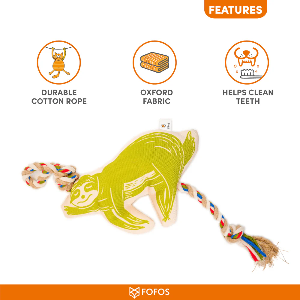 Barkbutler x Fofos Flossy Rope Toy With Sloth for Dogs - Image 4