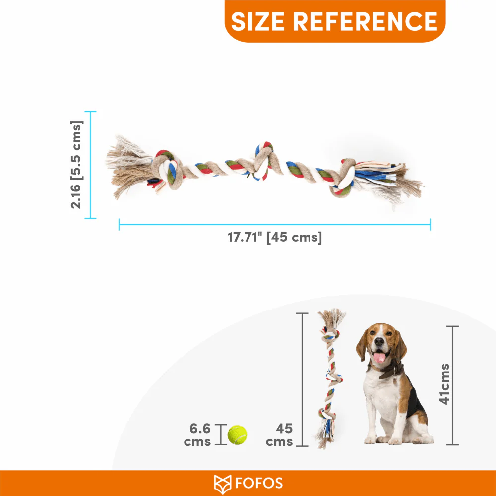 Barkbutler x Fofos Flossy Three Knots Rope Toy For Dogs - Image 3