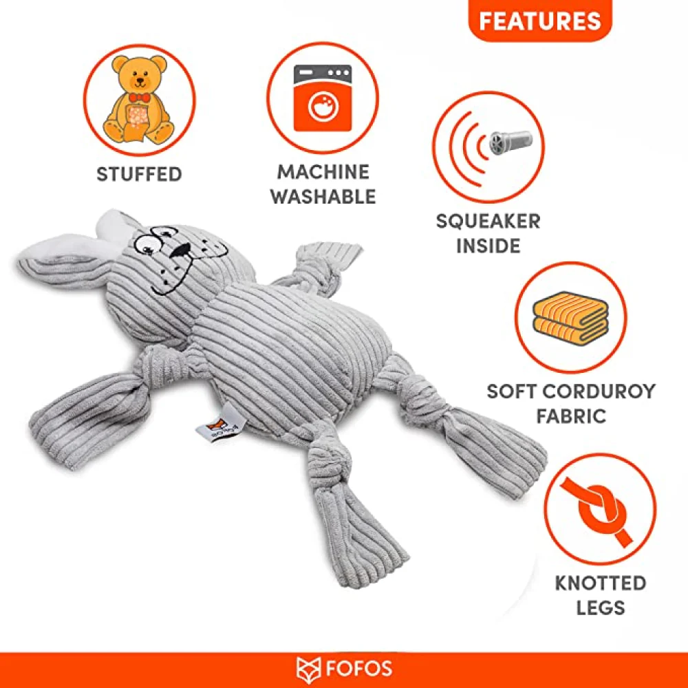 Barkbutler x Fofos Fluffy Rabbit Toy for Dogs (Grey) - Image 7