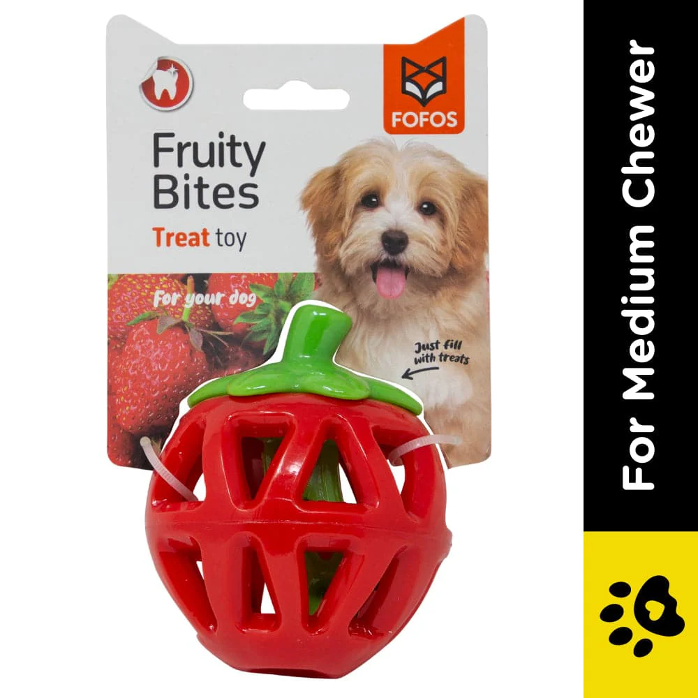Barkbutler x Fofos Fruity Bites Treat Dispensing Strawberry Toy for Dogs - Image 2