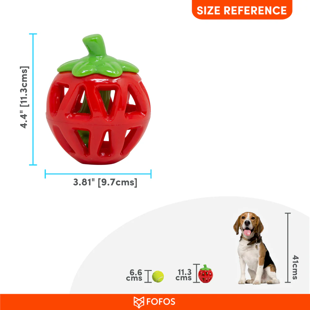 Barkbutler x Fofos Fruity Bites Treat Dispensing Strawberry Toy for Dogs - Image 3