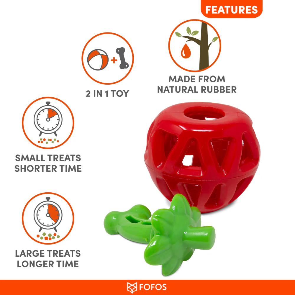 Barkbutler x Fofos Fruity Bites Treat Dispensing Strawberry Toy for Dogs - Image 5