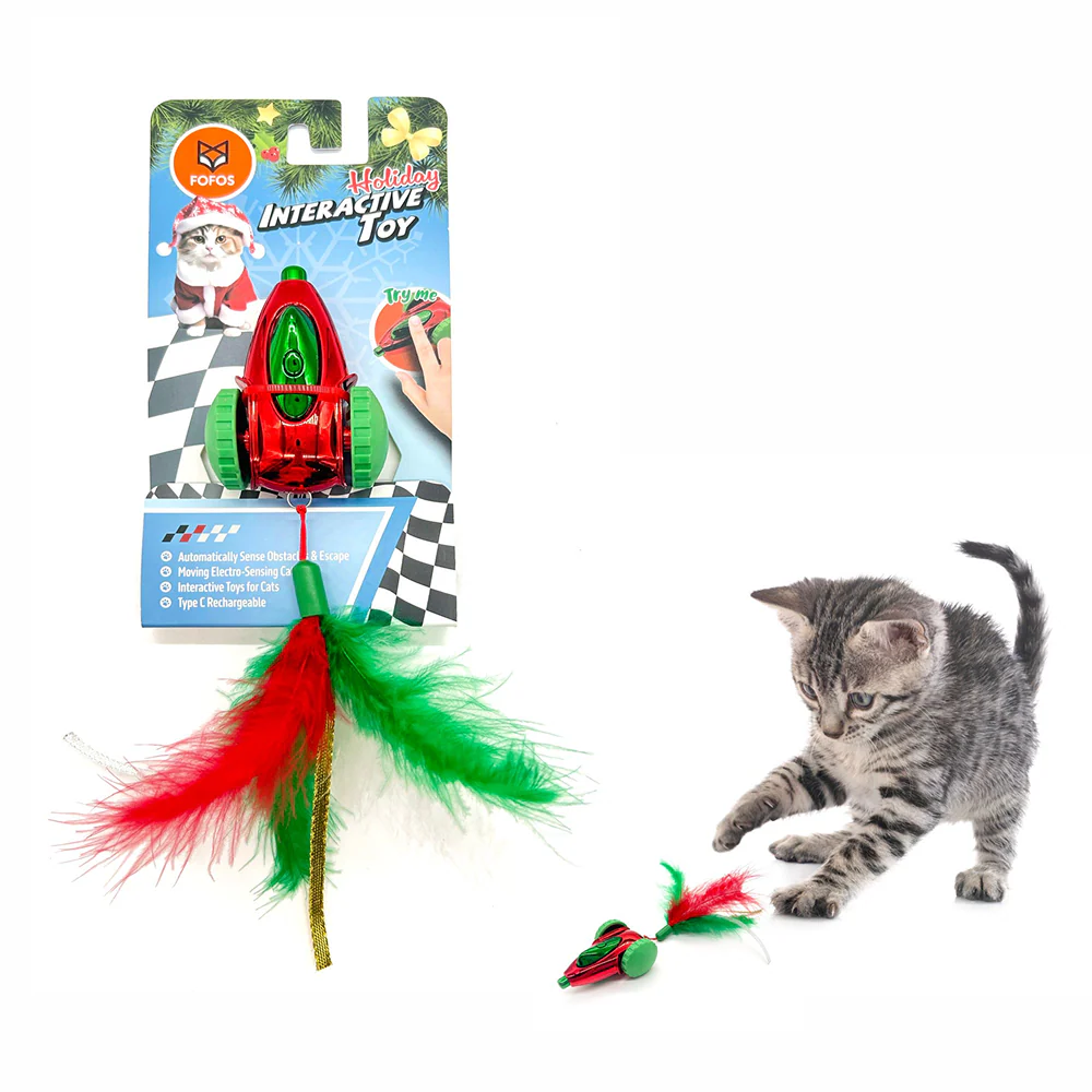 Barkbutler x Fofos Holiday Interactive Car Toy for Cats (Red) - Image 3