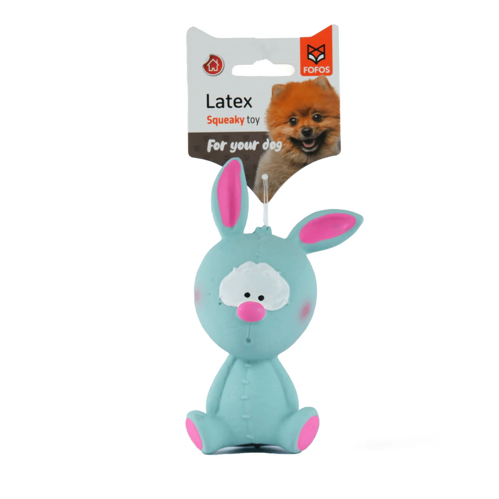 Barkbutler x Fofos Latex Bi Rabbit Toy for Dogs | For Medium Chewers (Blue) - Image 5