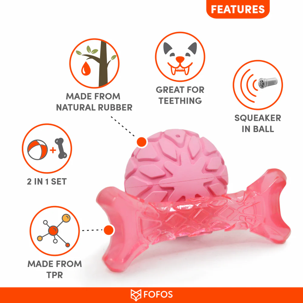 Barkbutler x Fofos Milk Bone & Ball Toy for Dogs (Pink) - Image 4