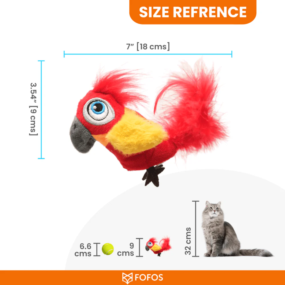 Barkbutler x Fofos Parrot with Catnip Balls Interactive Toy for Cats (Red) - Image 3
