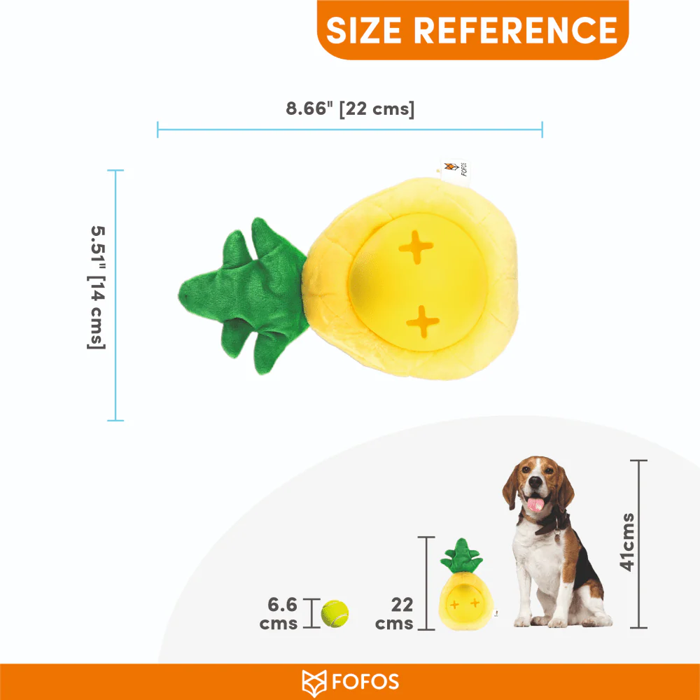 Barkbutler x Fofos Pineapple Treat Toy for Dogs (Yellow) - Image 2