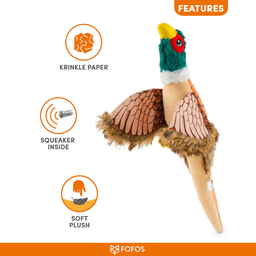 Barkbutler x Fofos Plush Pheasant Toy for Dogs | For Soft Chewers - Image 7