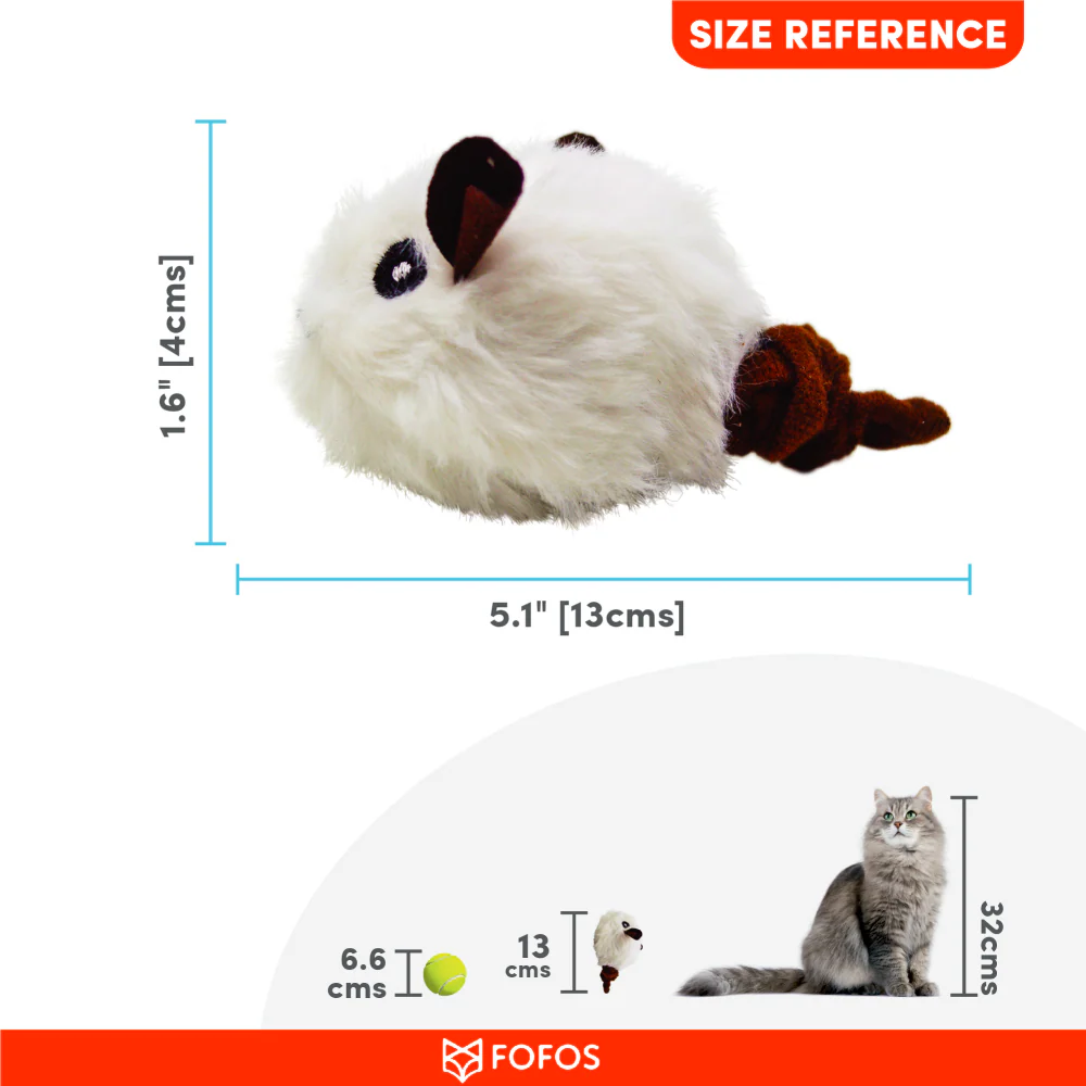 Barkbutler x Fofos Pull String & Sound Chip Mouse Shaped Electronic Toy for Cats (White) - Image 3