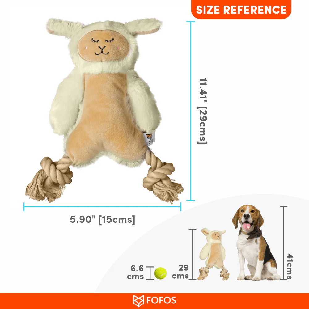 Barkbutler x Fofos Ropeleg Plush Sheep Toy for Dogs | For Medium Chewers (White) - Image 3