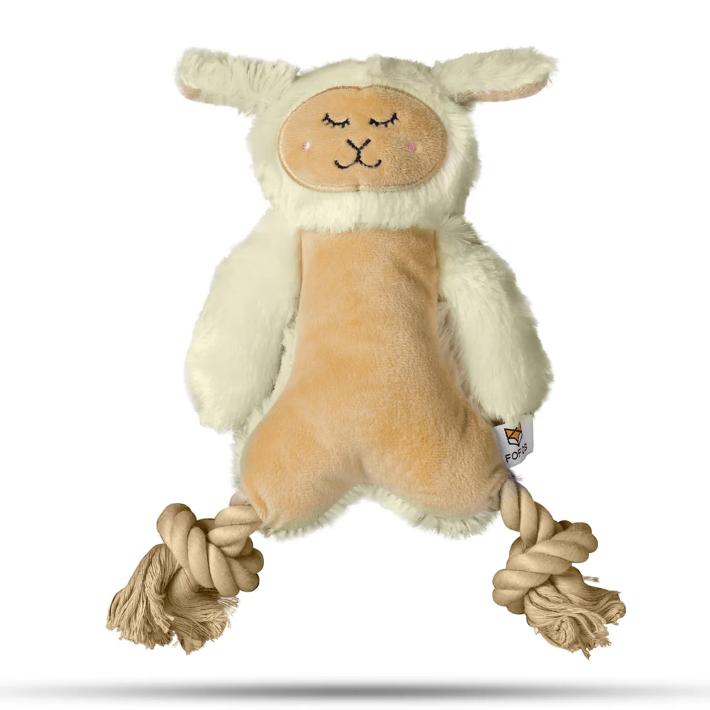 Barkbutler x Fofos Ropeleg Plush Sheep Toy for Dogs | For Medium Chewers (White) - Image 6