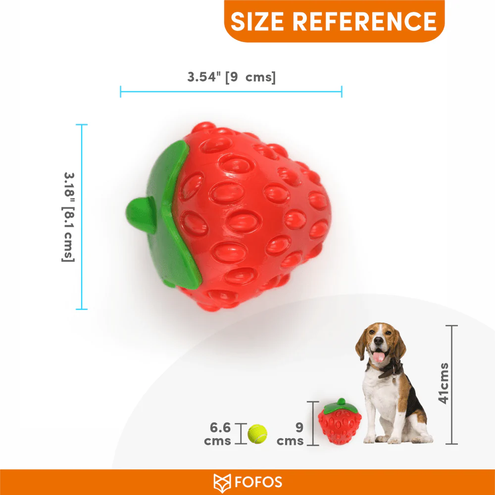 Barkbutler x Fofos Silence Strawberry Squeaky Chew Toy for Dogs - Image 3