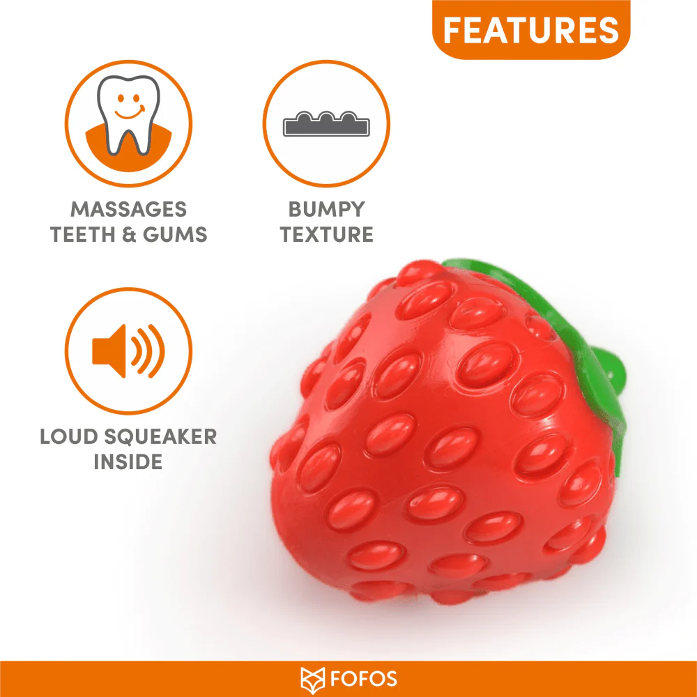 Barkbutler x Fofos Silence Strawberry Squeaky Chew Toy for Dogs - Image 5