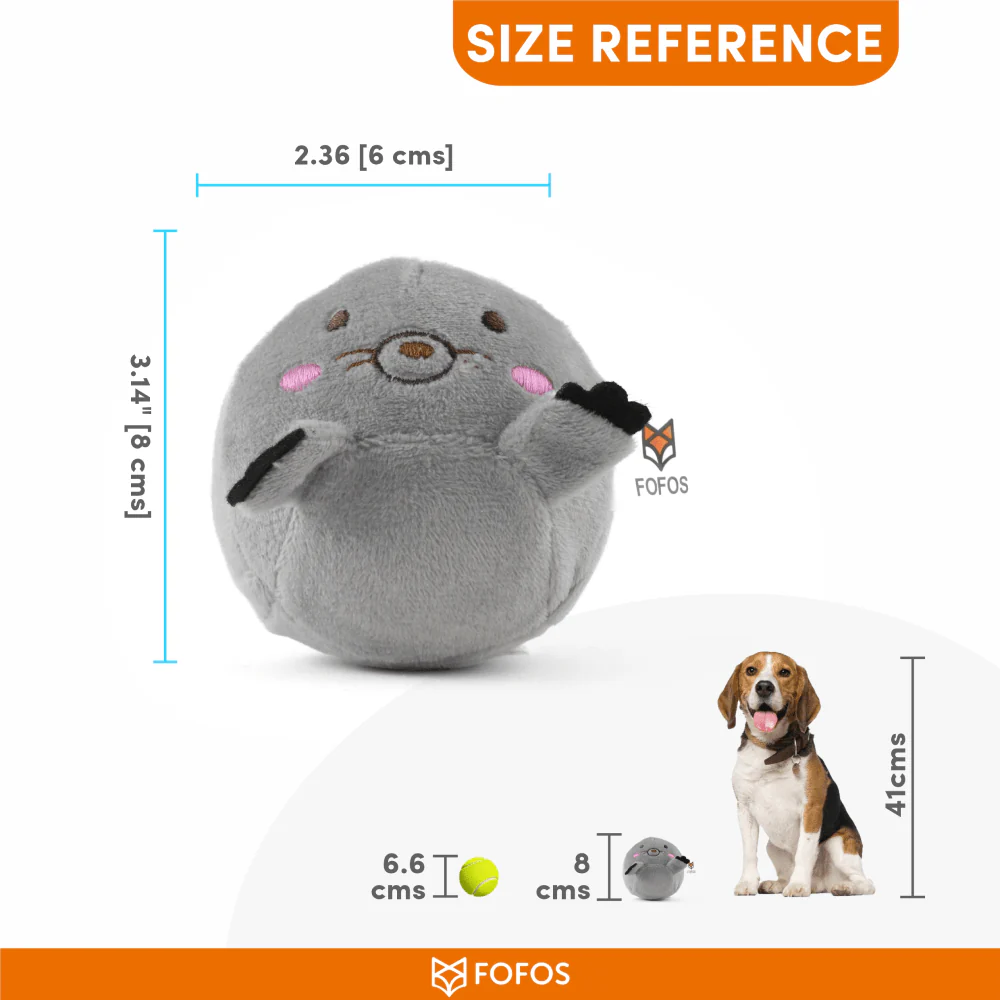 Barkbutler x Fofos Slow Rising Animal Toy Set for Dogs (Grey) | For Soft Chewers - Image 4
