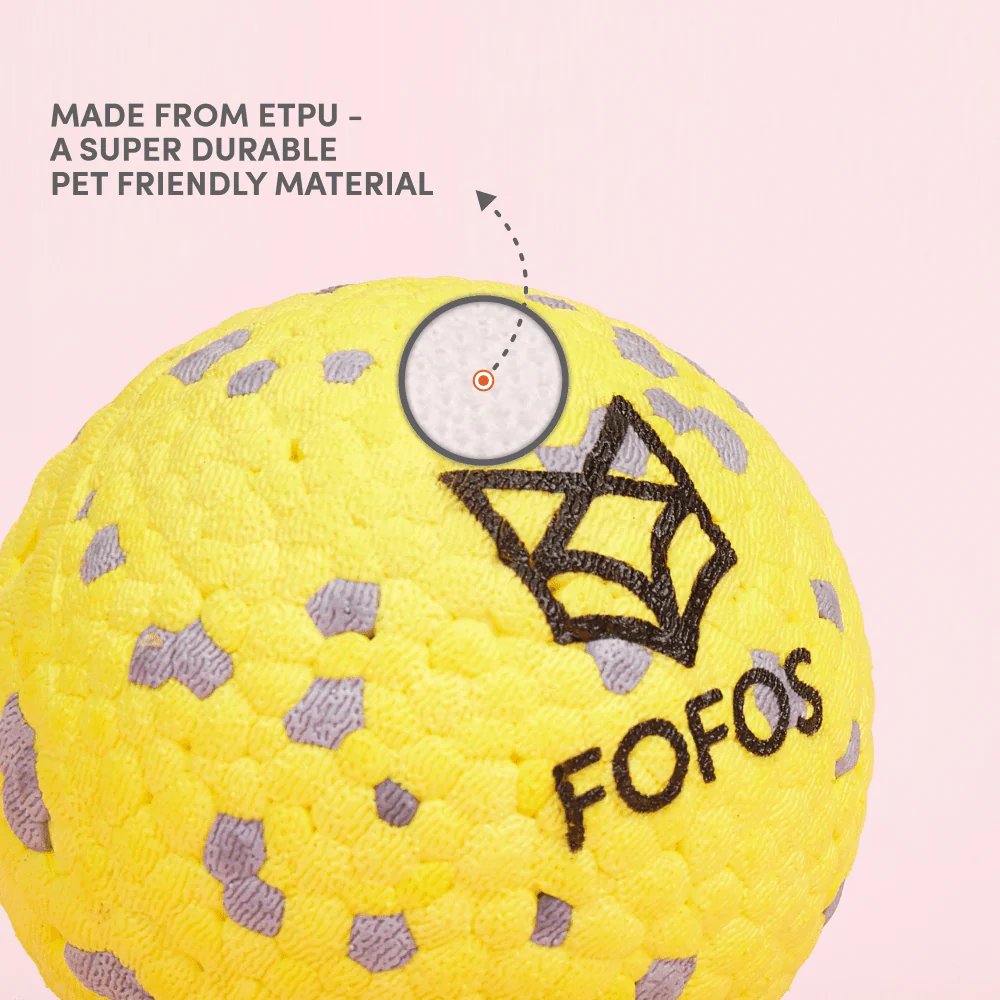Barkbutler x Fofos Super Bounce Chew Ball for Dogs (Yellow) | For Aggressive Chewers - Image 4