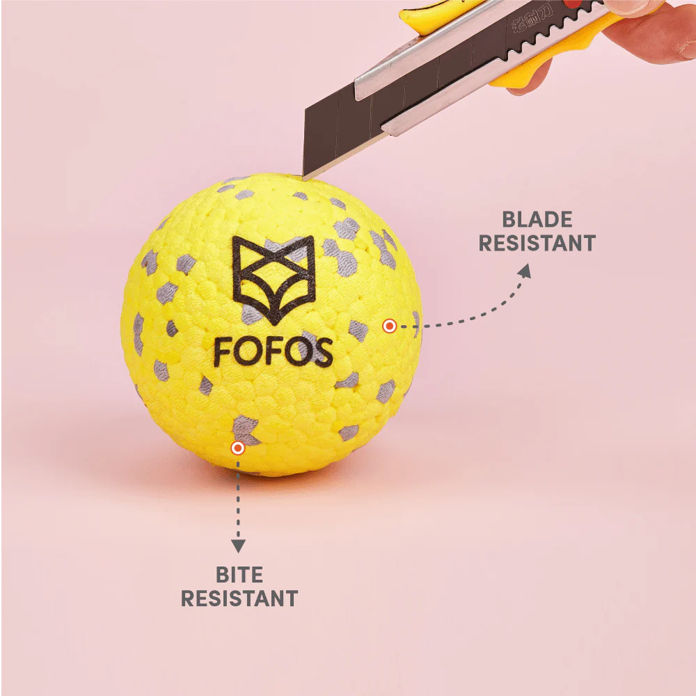 Barkbutler x Fofos Super Bounce Chew Ball for Dogs (Yellow) | For Aggressive Chewers - Image 6