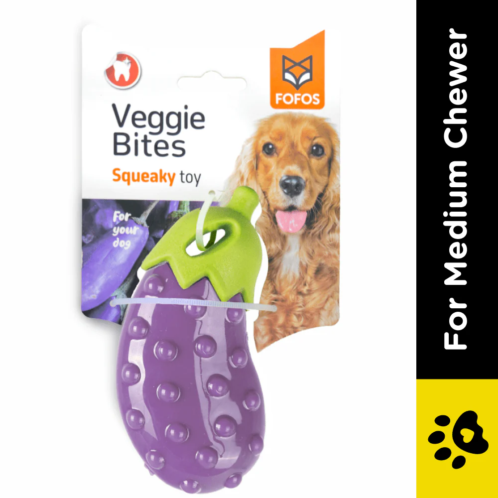 Barkbutler x Fofos Vegi Bites Eggplant Squeaky Toy for Dogs - Image 2