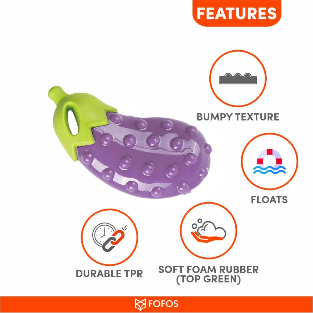 Barkbutler x Fofos Vegi Bites Eggplant Squeaky Toy for Dogs - Image 5