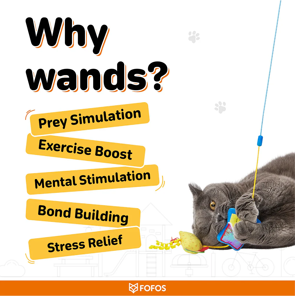 Fofos Wand Hungry Kittens Teaser Toy for Cats - Image 6