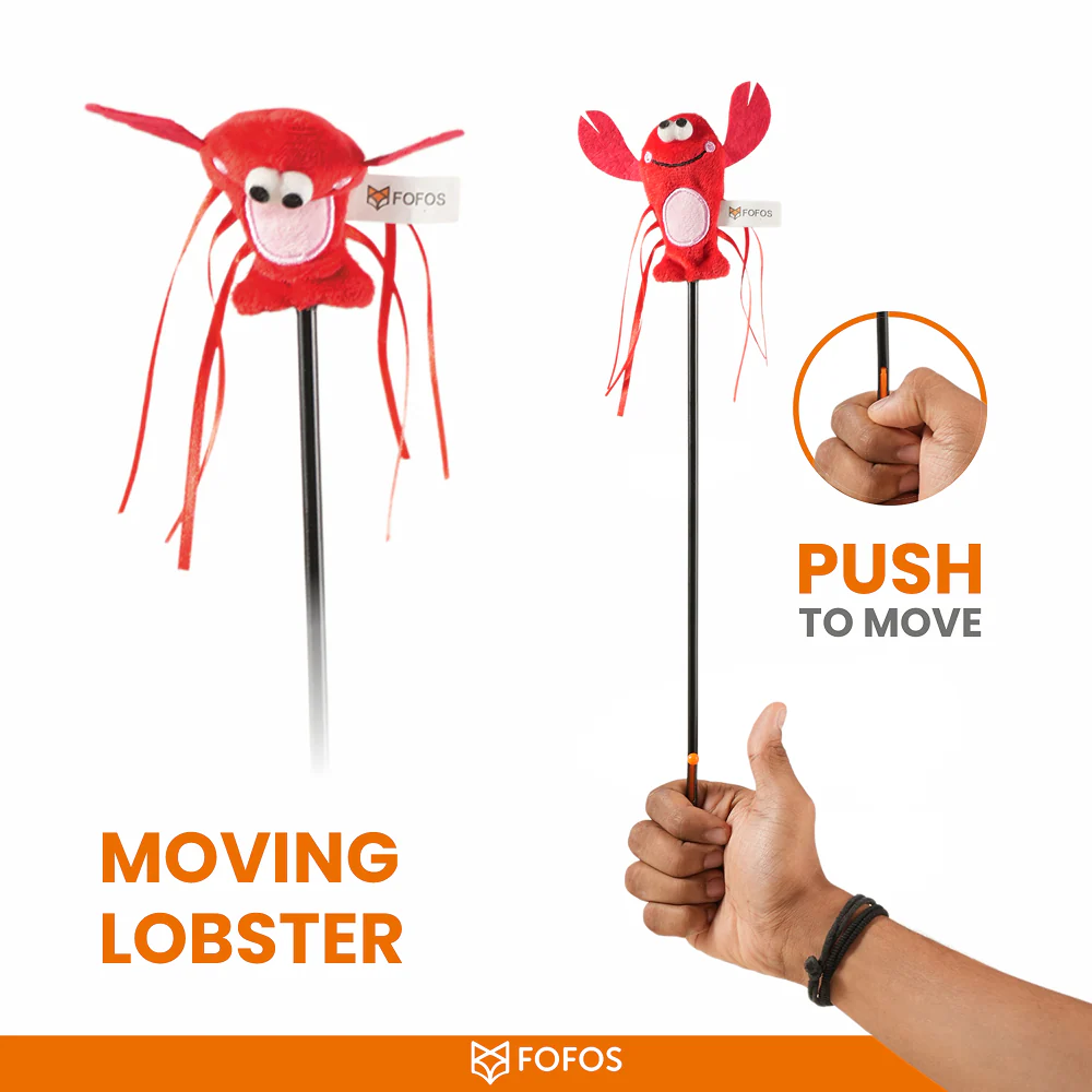 Barkbutler x Fofos Wand Moving Lobster Teaser Toy for Cats - Image 4