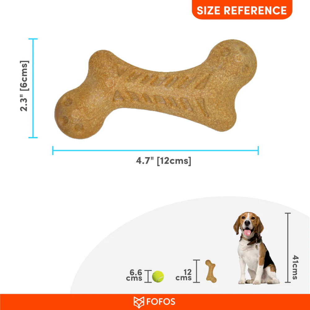 Barkbutler x Fofos Woodplay Bone Toy for Dogs | For Aggressive Chewers (Brown) - Image 4
