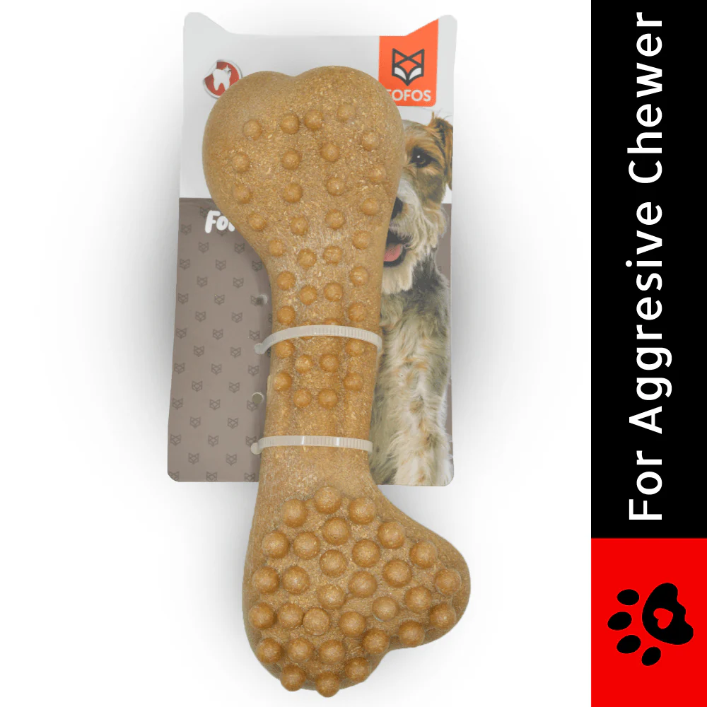 Barkbutler x Fofos Woodplay Brush Bone Toy for Dogs | For Chewers (Brown) - Image 2