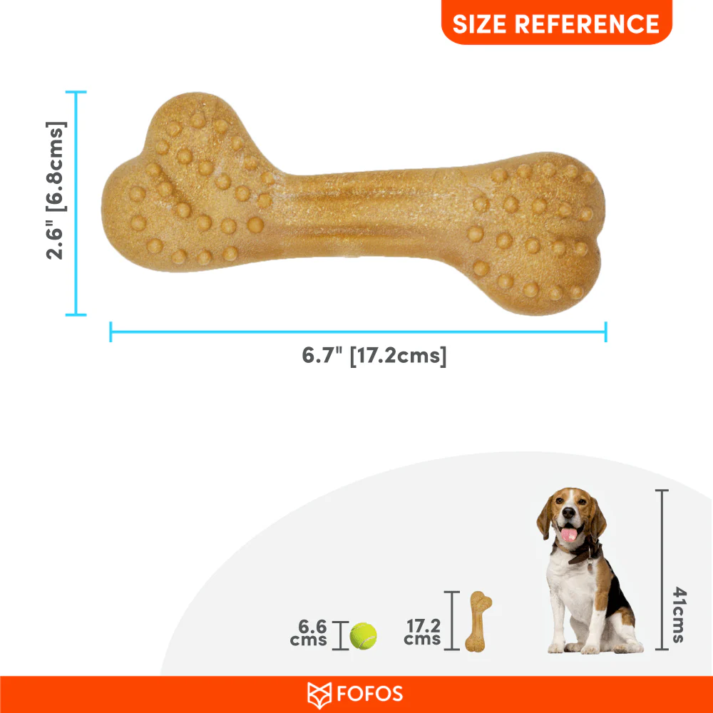 Barkbutler x Fofos Woodplay Brush Bone Toy for Dogs | For Chewers (Brown) - Image 3