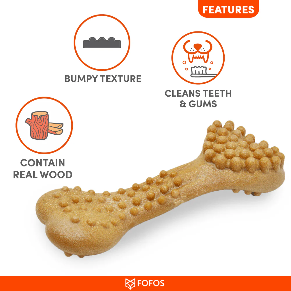 Barkbutler x Fofos Woodplay Brush Bone Toy for Dogs | For Chewers (Brown) - Image 5